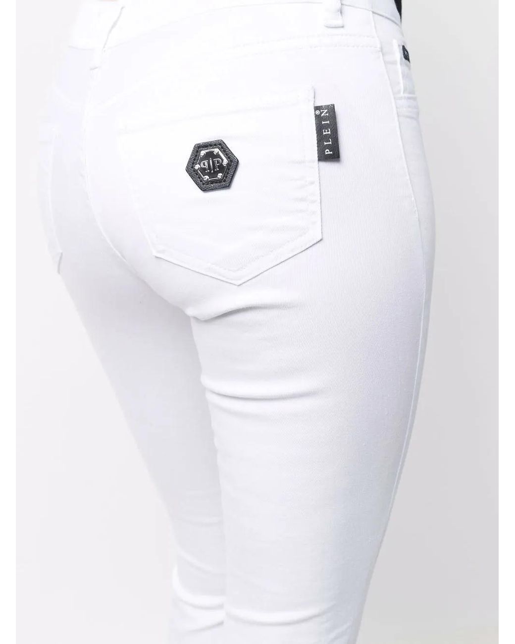 Philipp Plein White Super High-Waist Skinny Jeans