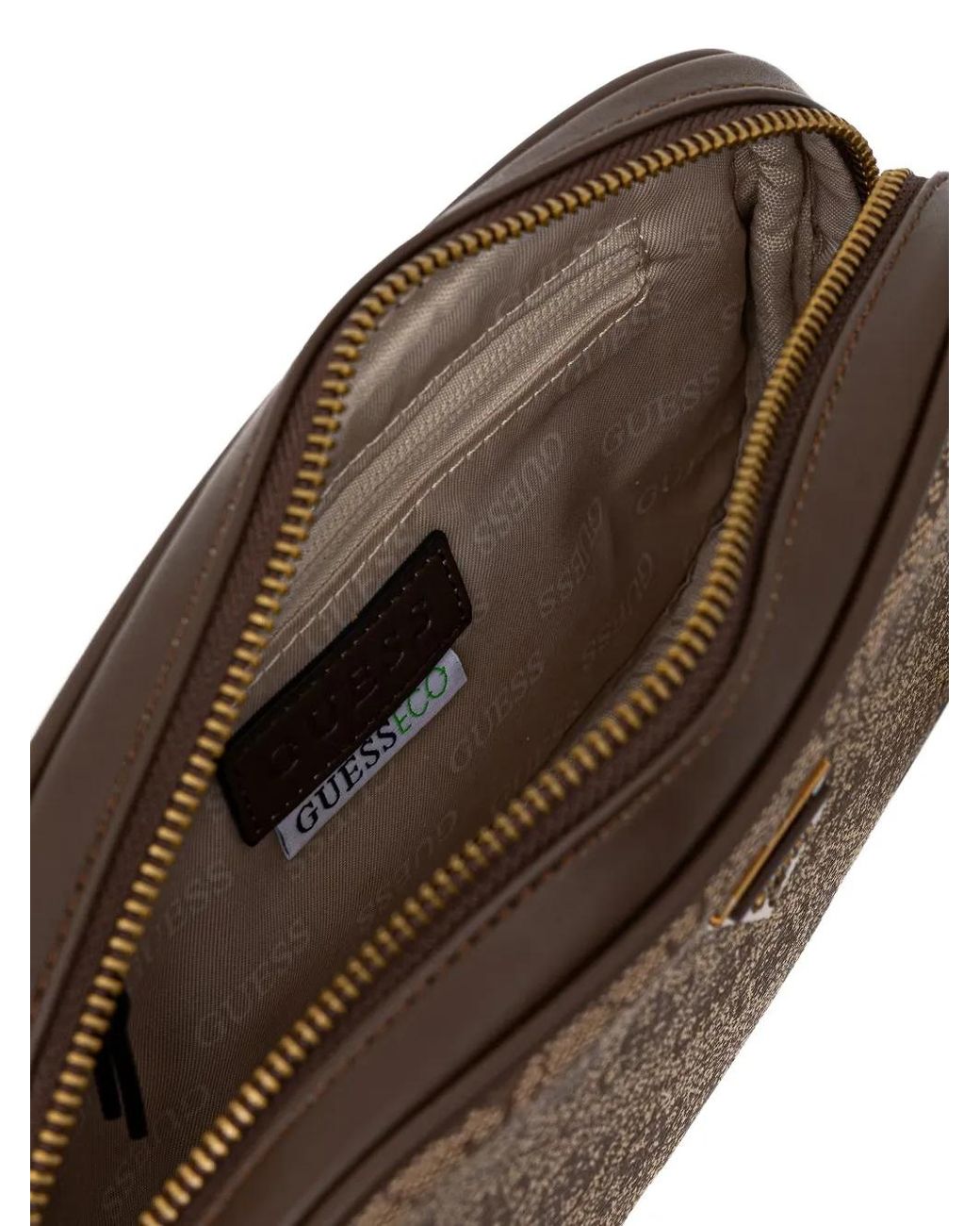 Guess Brown Milano Monogram-Pattern Logo Messenger Bag for men