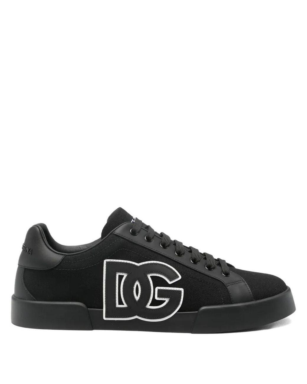 Dolce & Gabbana Black Logo-Plaque Low-Top Sneakers for men