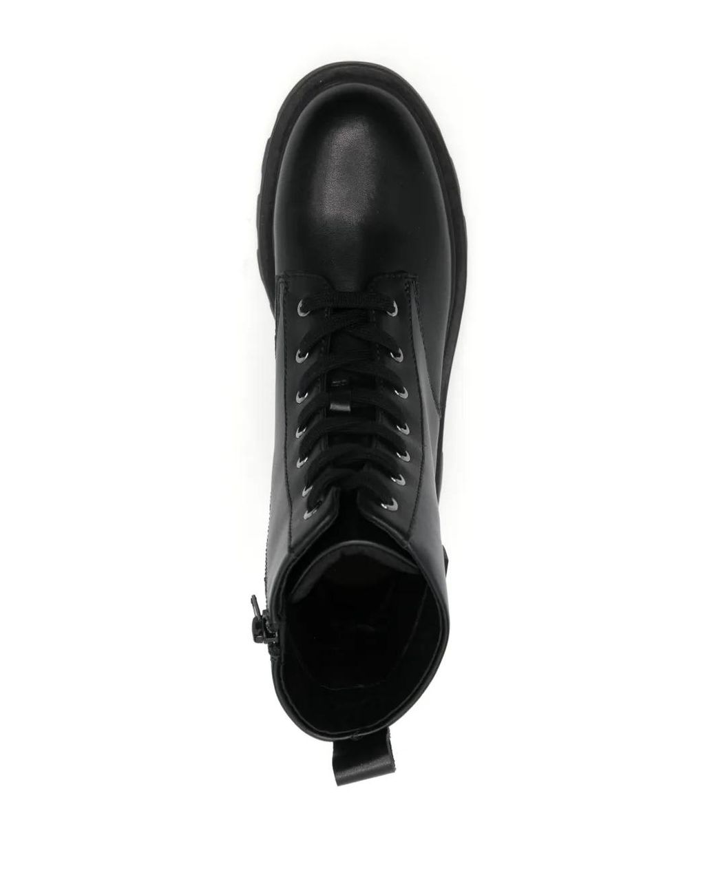 Blauer Black Faux-Leather Combat Boots