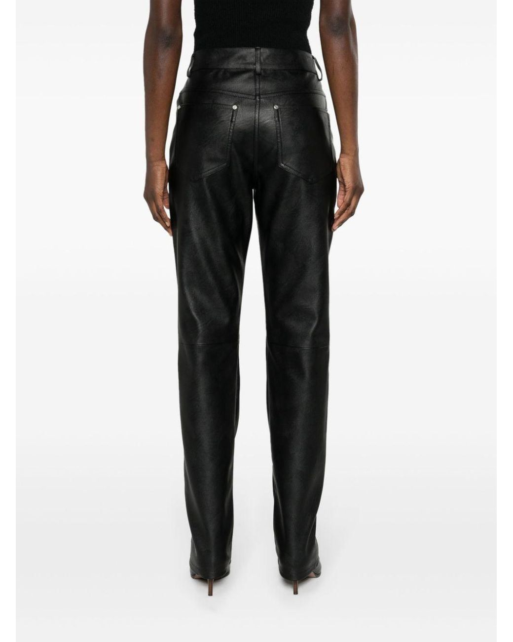 【送料&関税込】Stella McCartney Cropped Leather Effect Pant Stella McCartney Lace-up Faux-leather Trousers in Black | Lyst