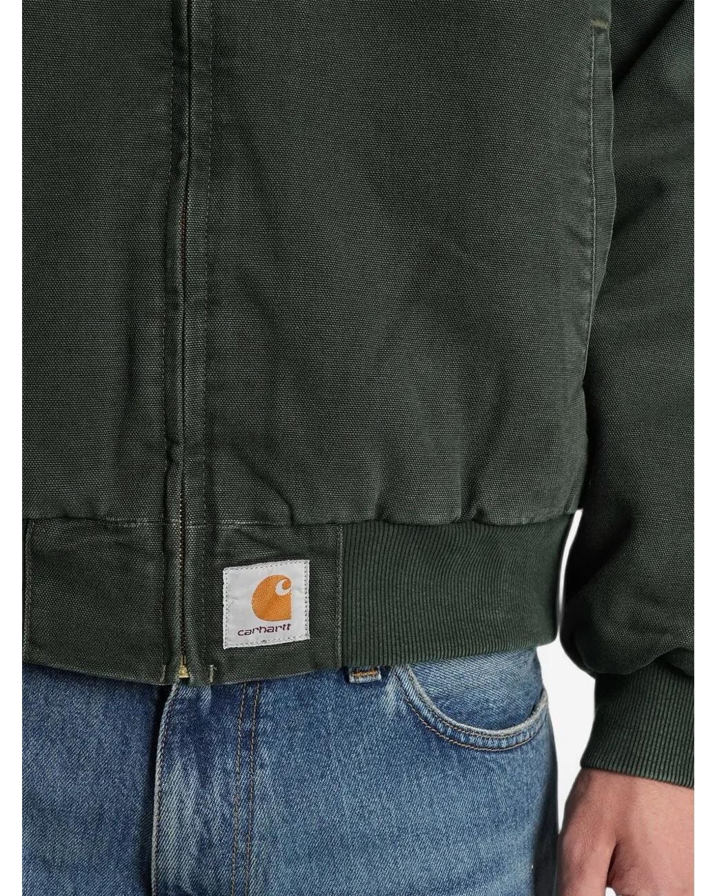 Carhartt Green Og Santa Fe Logo-Patch Zip-Up Jacket for men