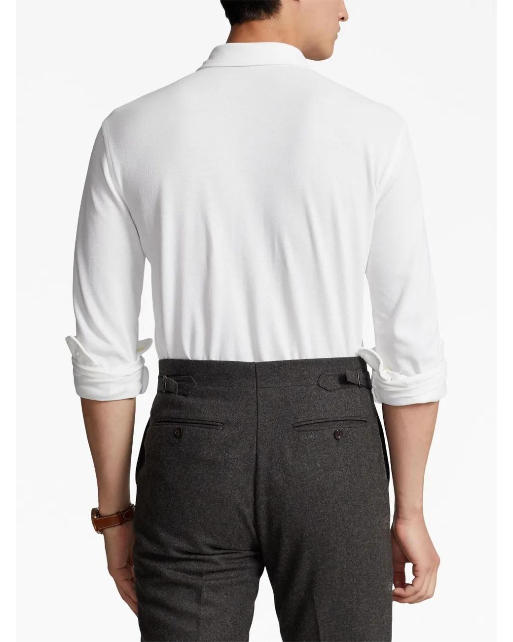 Polo Ralph Lauren White Long-Sleeve Cotton Polo Shirt for men