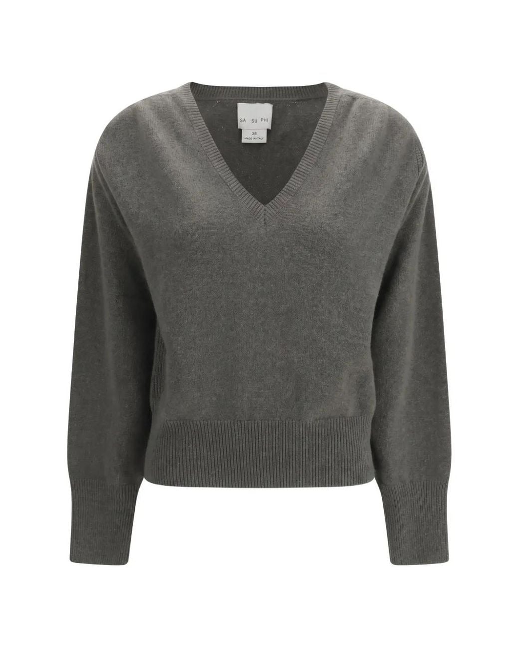 Sa Su Phi Gray V-Neck Cashmere Sweater