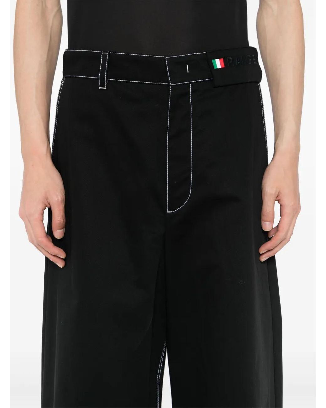 Moncler Black Logo-Patch Wide-Leg Trousers for men