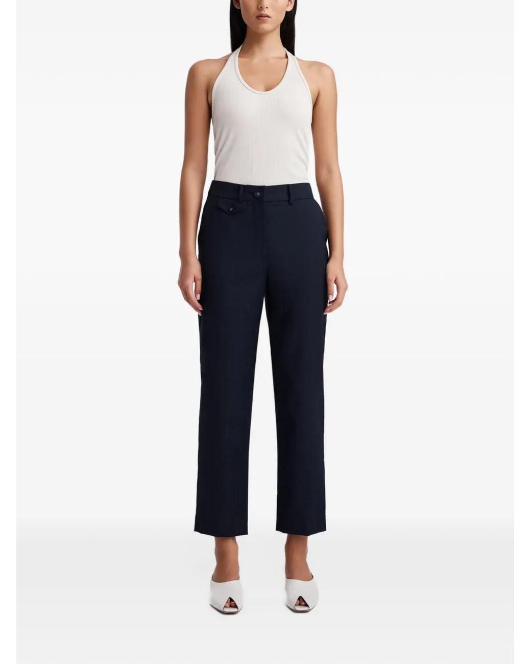 Anna Quan Blue Juliette Check-Pattern Trousers