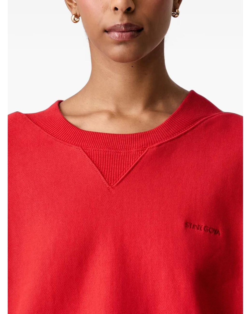 Stine Goya Logo-Embroidered Ribbed-Trim Sweater