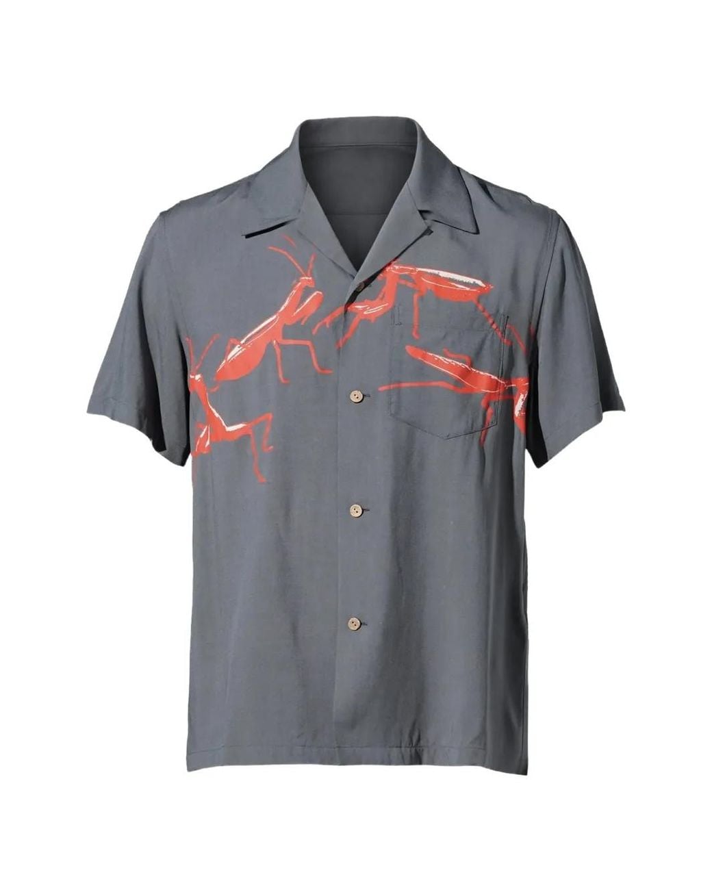 J.W. Anderson Gray Mantis-Print Camp-Collar Shirt for men