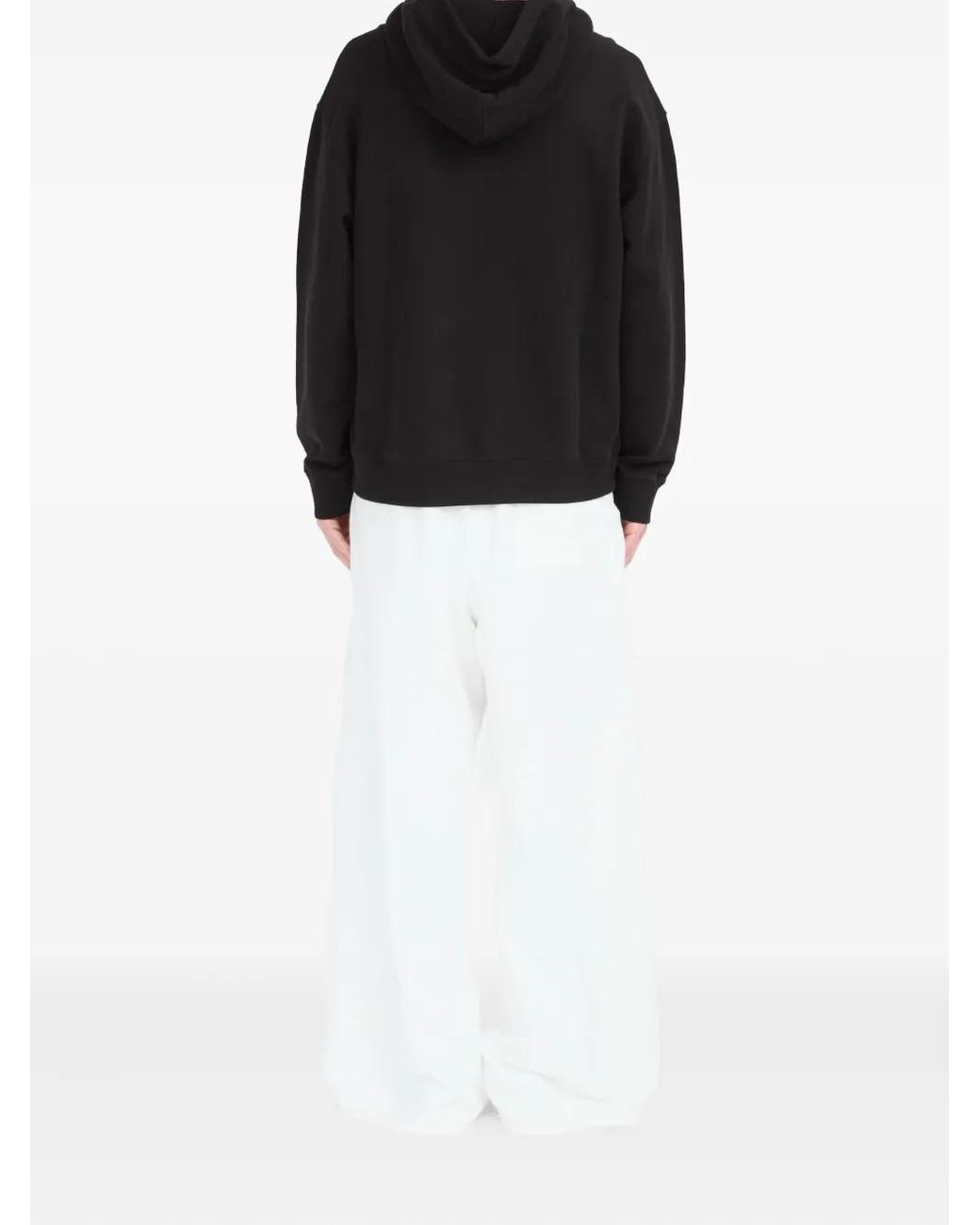 MM6 by Maison Margiela Black Hoodie Sweatshirt With Adjustable Drawstring for men