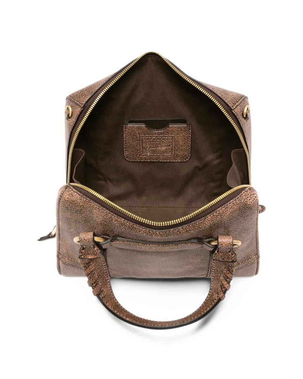 The Bridge Brown Crackle-Effect Whipstitch-Trim Tote Bag