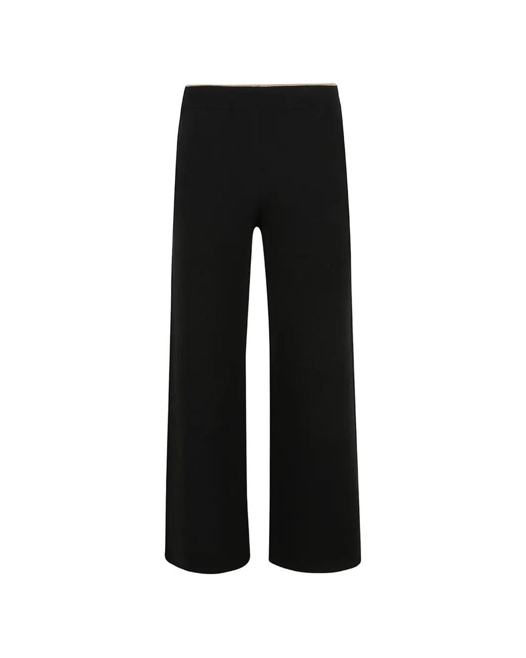 Kiton Black Wide-Leg Knitted Trousers