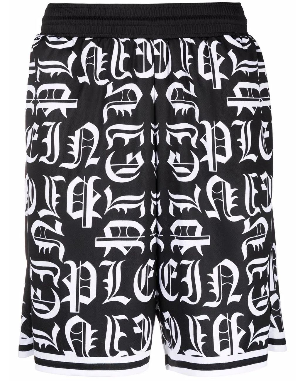 Philipp Plein Black Gothic Plein Jogging Shorts for men