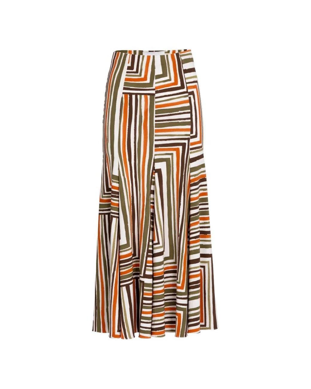 Silvia Tcherassi White Josette Striped Midi Skirt