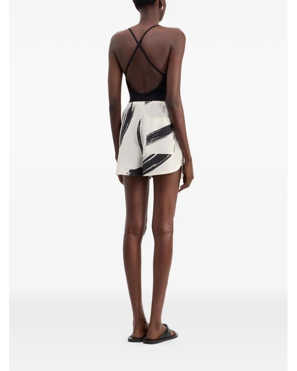 Loulou de Saison White Nilo Elasticated Printed Shorts
