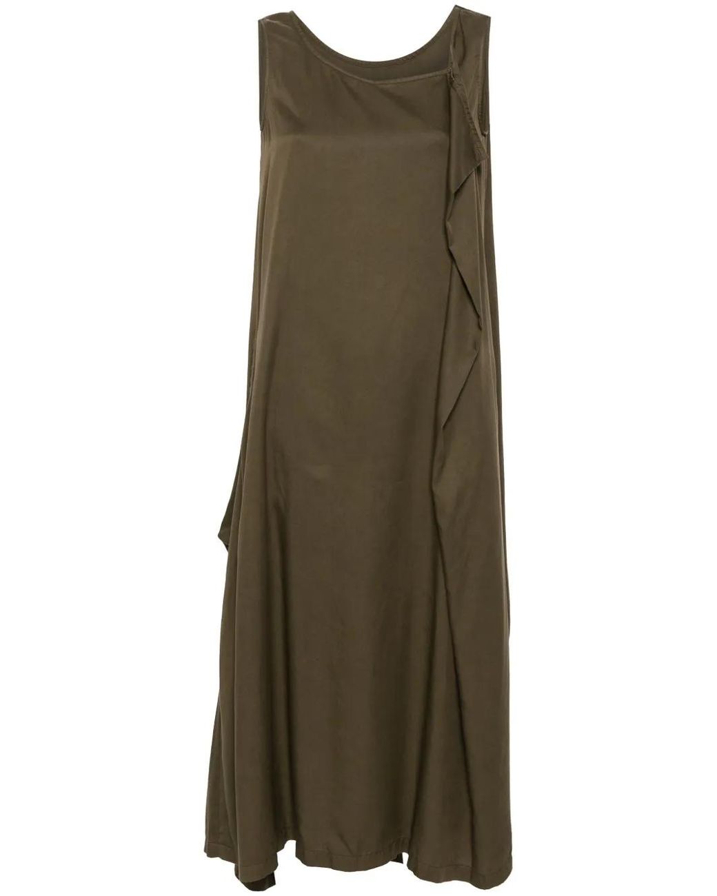 Yohji Yamamoto Green V-Neck Sleeveless Maxi Dress