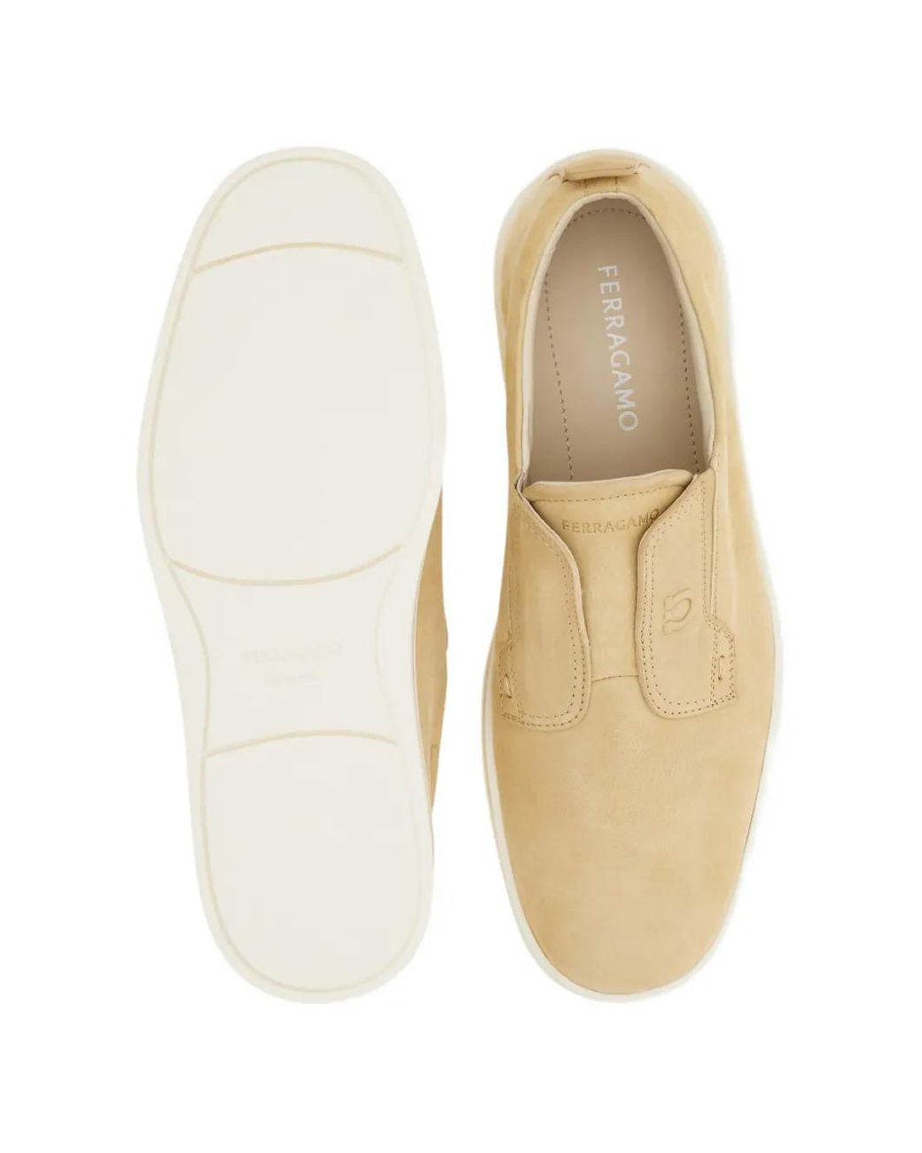 Ferragamo White Derby Slip-On Sneakers for men