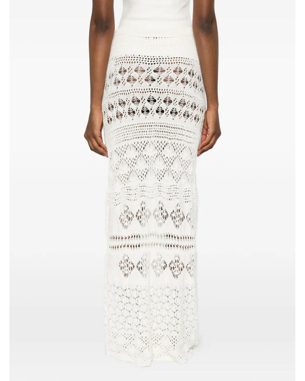 Emilio Pucci White Crochet Maxi Skirt
