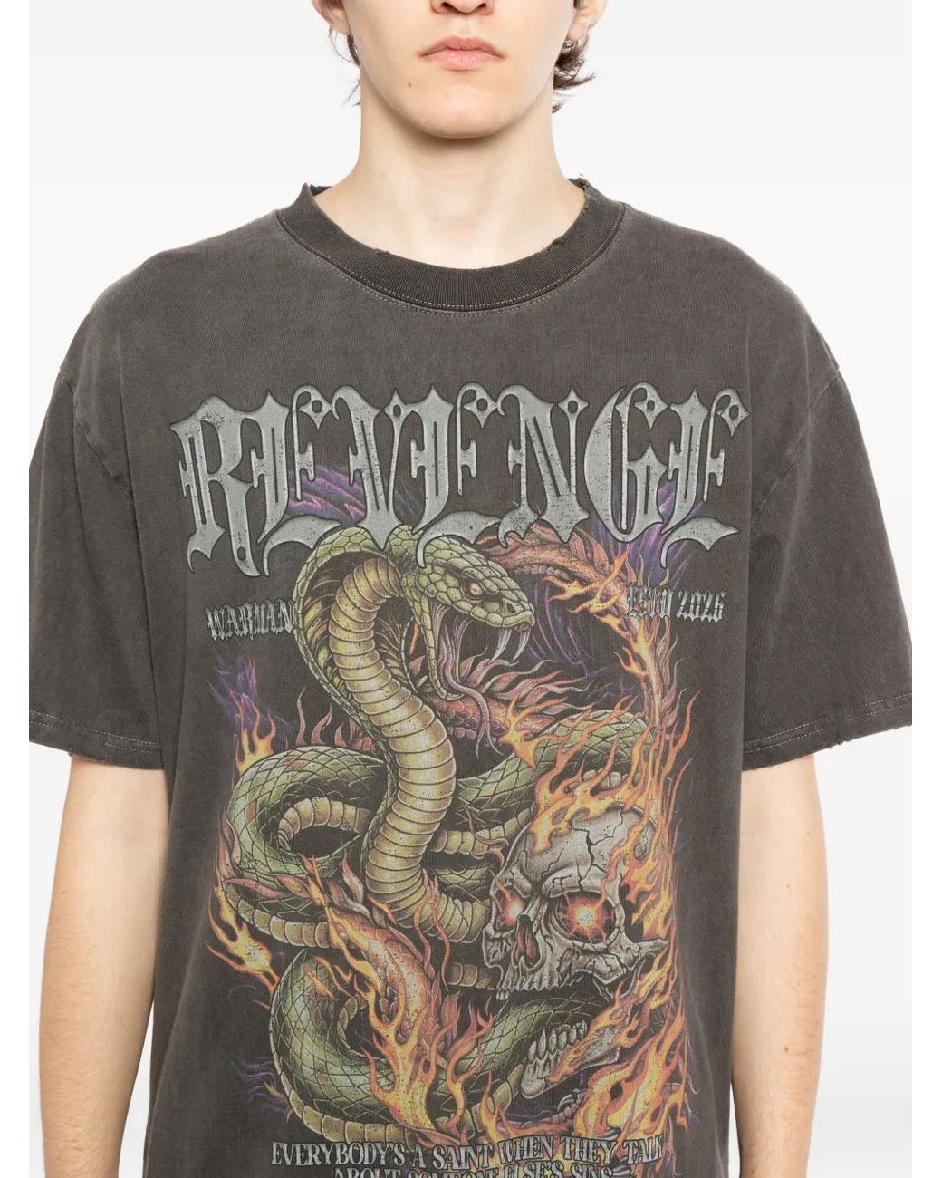 WARMAN Gray Snake Graphic T-Shirt for men
