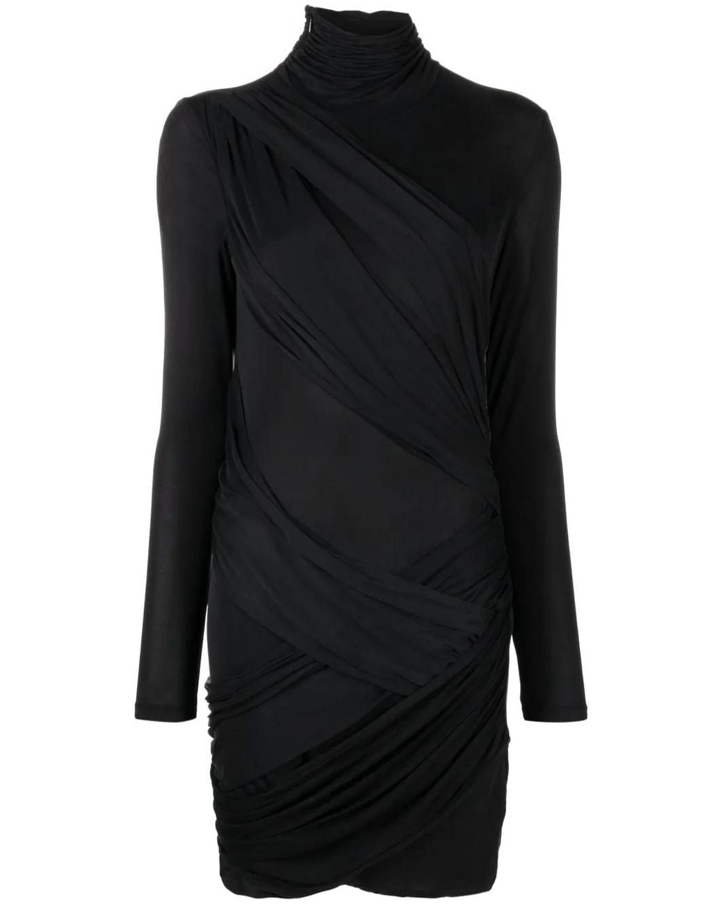 GAUGE81 Black Kores Roll-Neck Draped Minidress