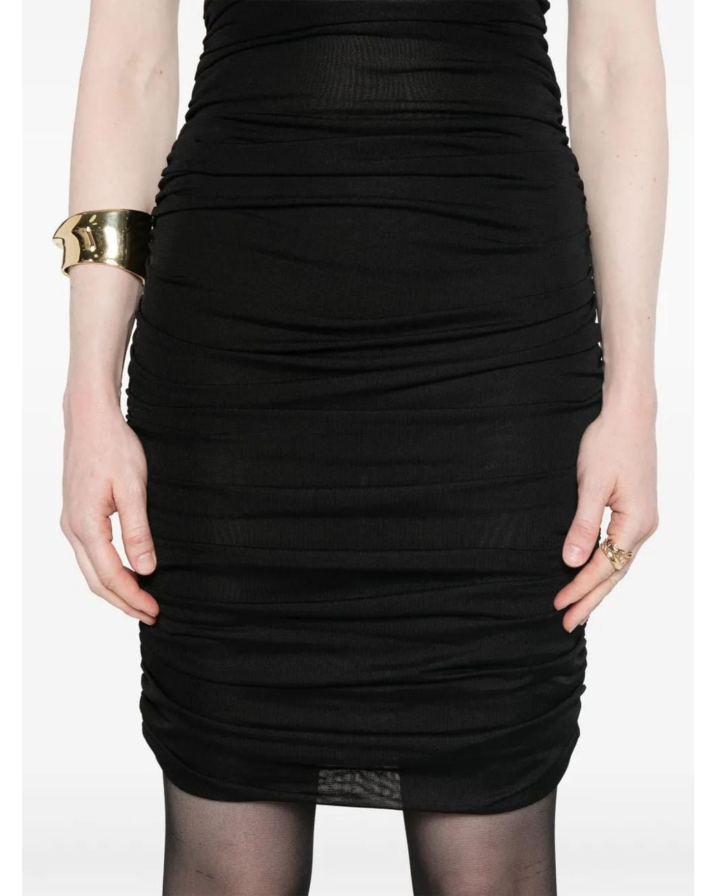 Saint Laurent Black Ruched Mini Dress