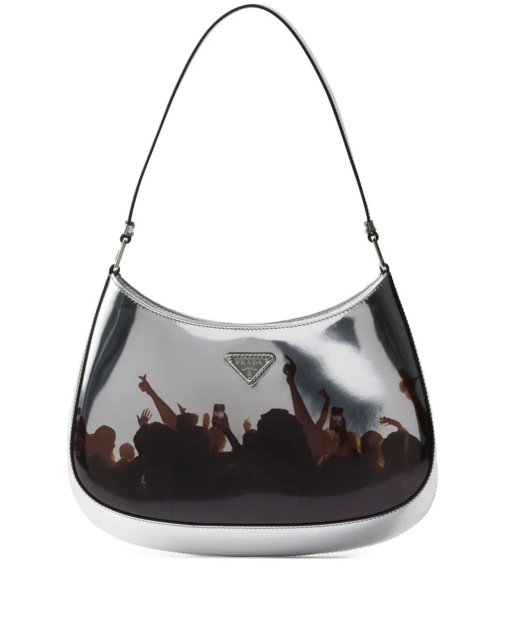 Borsa a spalla Cleo in pelle argento di Prada in Black