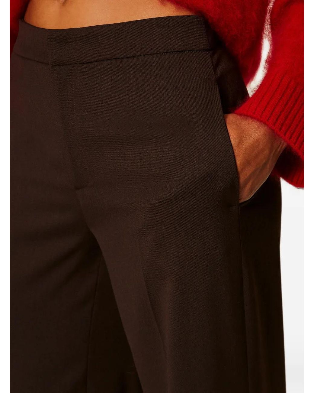 Twinset Brown Matte Satin Wide Leg Trousers