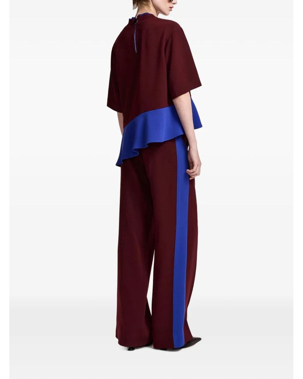 Essentiel Antwerp Red Asymmetric Colour-Block Top