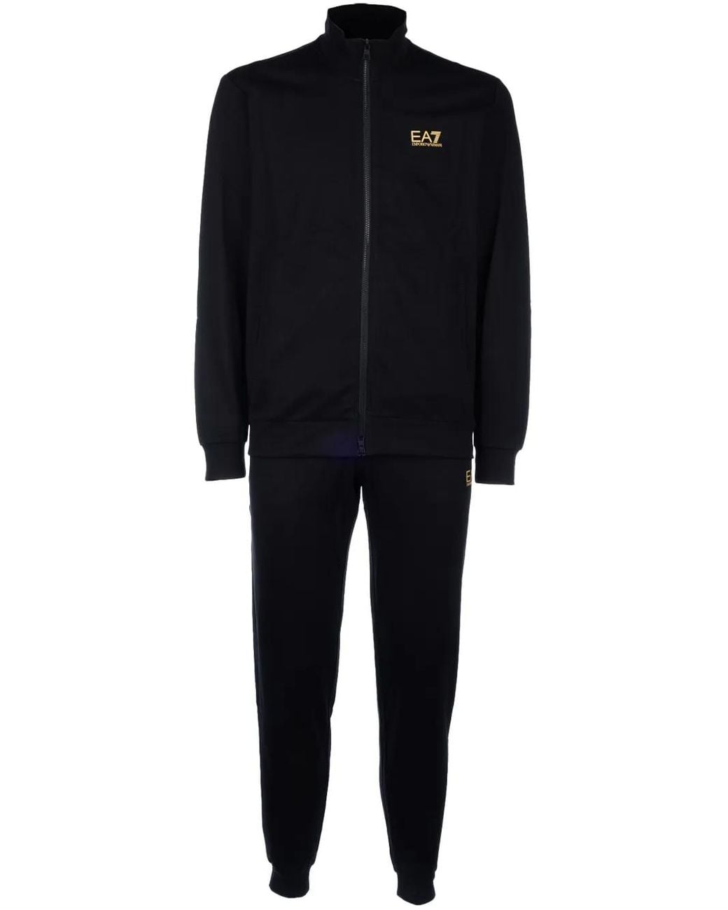 EA7 Black Logo-Print Tracksuit for men
