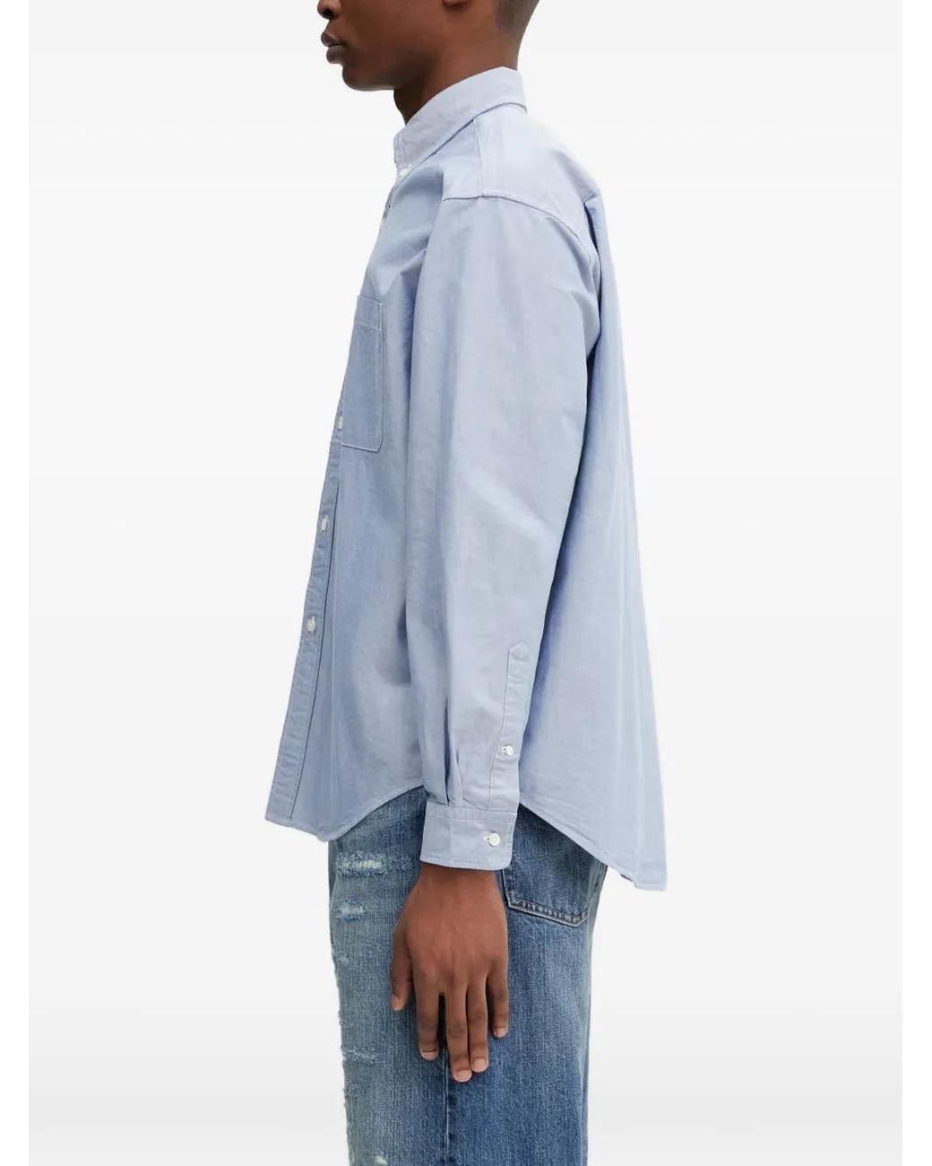 Beams Plus Blue Button-Down Collar Shirt for men