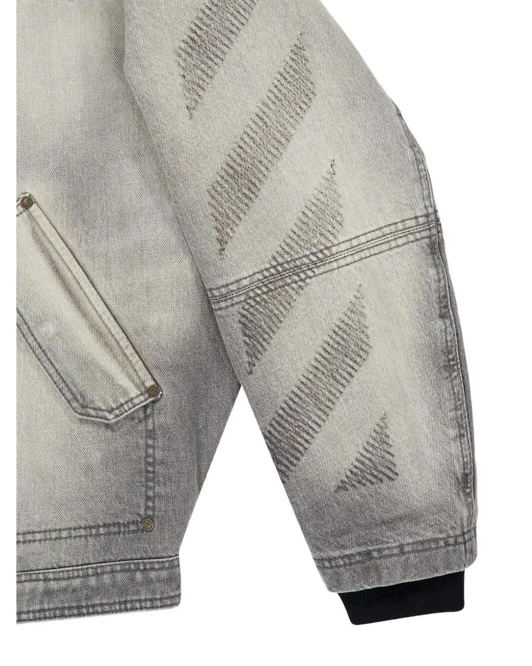 Off-White c/o Virgil Abloh Gray Hooded Denim Jacket for men