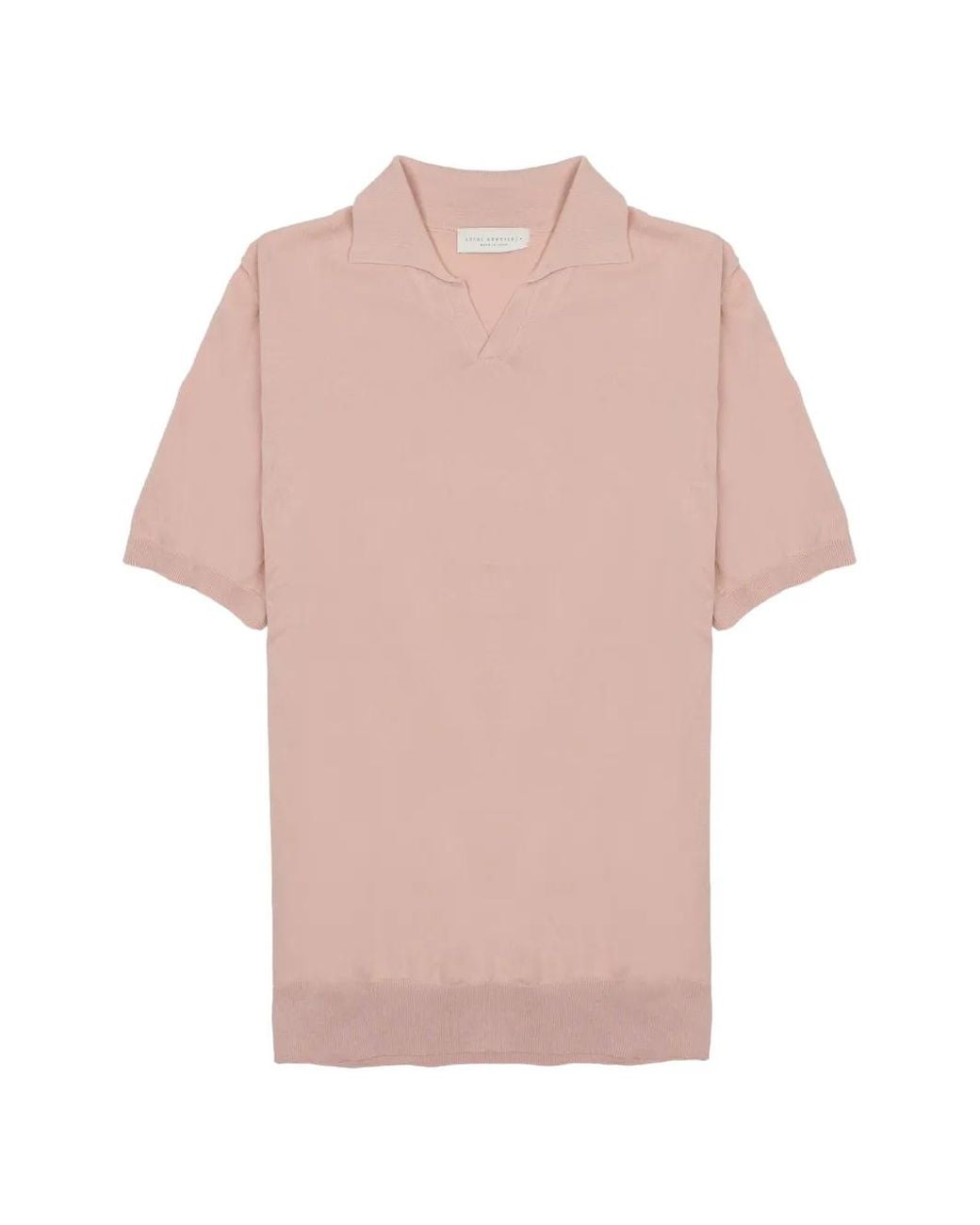 LUIGI GENTILE Pink Fine-Knit Short-Sleeve T-Shirt for men