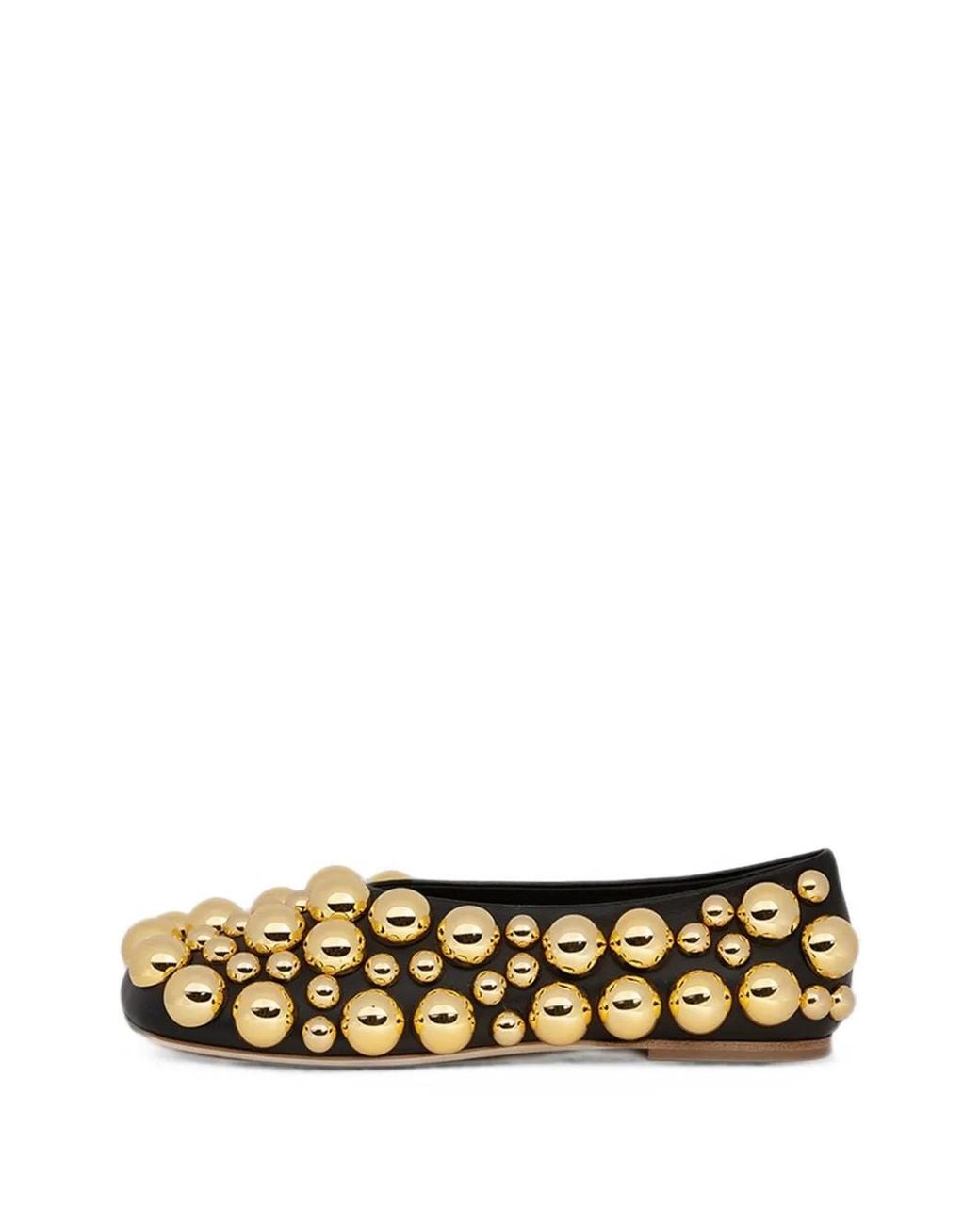 A.W.A.K.E. MODE Metallic Dora Sphere-Embellished Ballet Flats