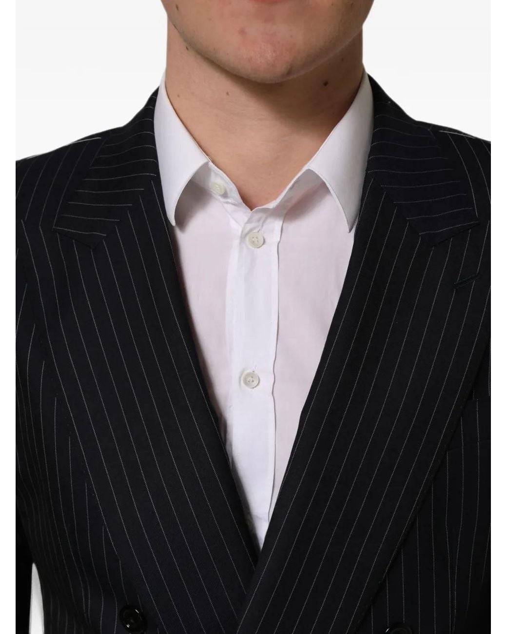 Dolce & Gabbana Black Pinstripe Double-Breasted Blazer for men