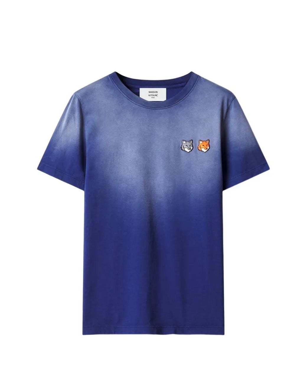 Maison Kitsuné Blue Double Fox Head Faded Regular Tee-Shirt
