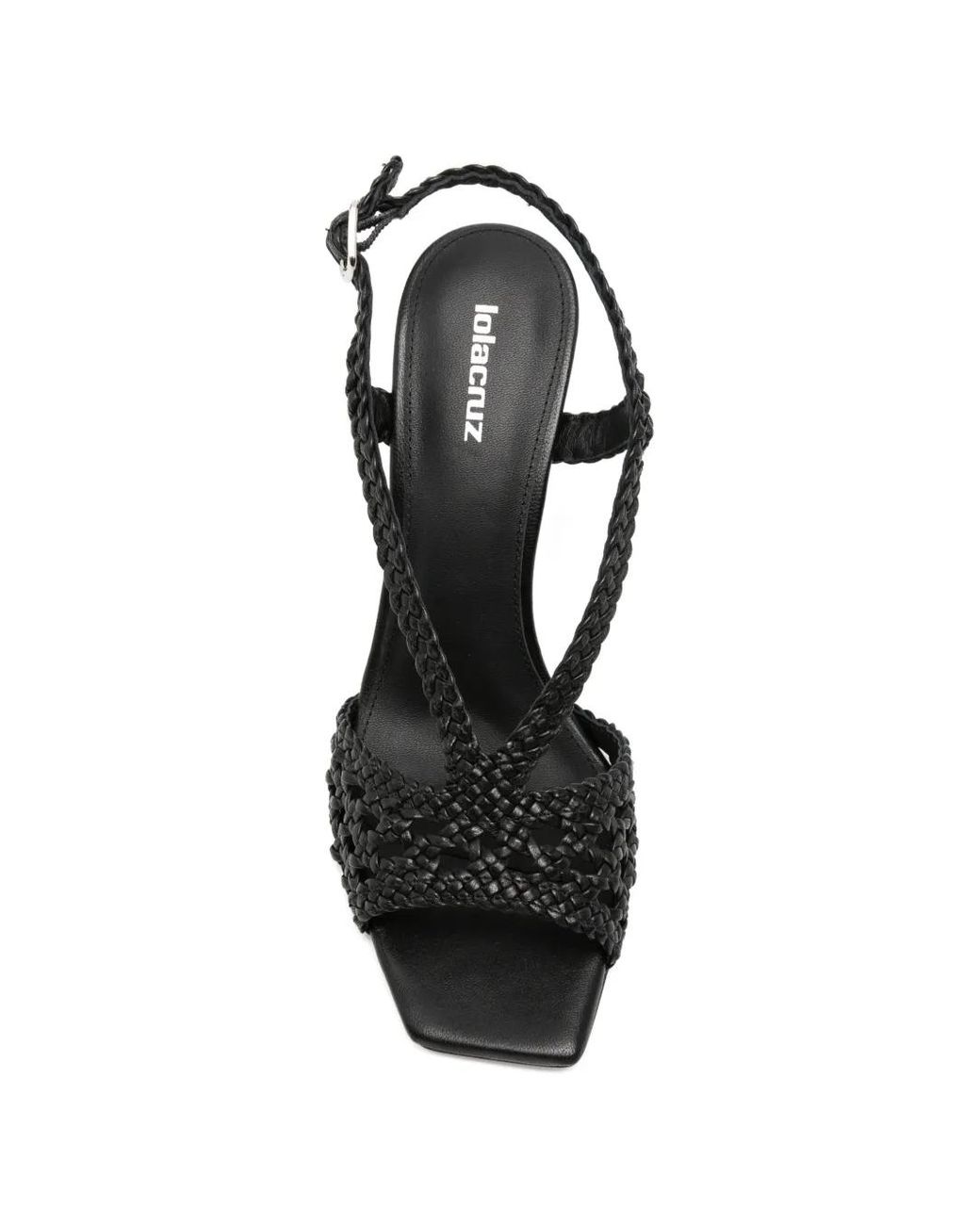 Lola Cruz Black Tàbata Braided-Leather Sandals