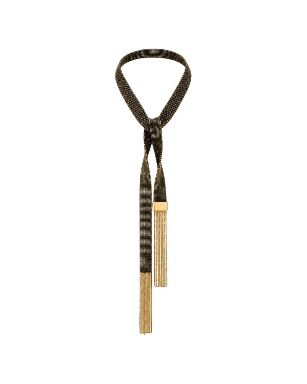 Elisabetta Franchi White Tassel-Detail Chain-Link Necklace