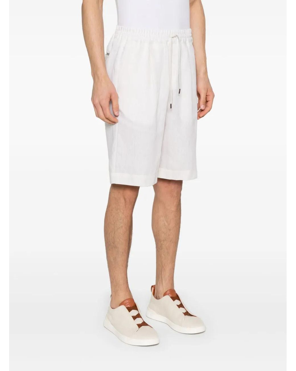 Herno White Linen Shorts for men