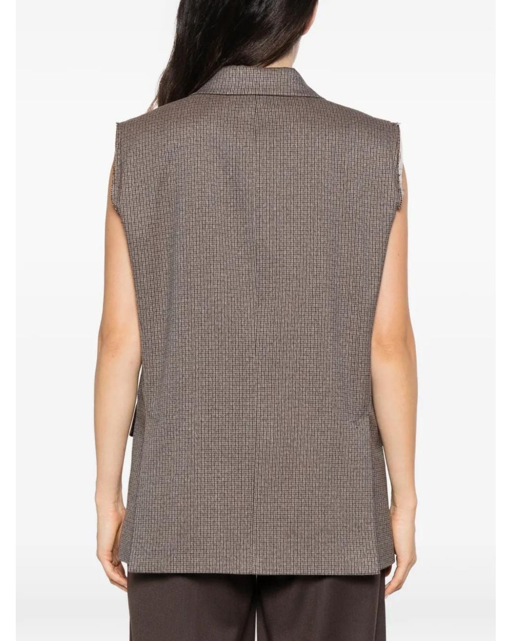MARSĒM Gray Check Double-Breasted Gilet