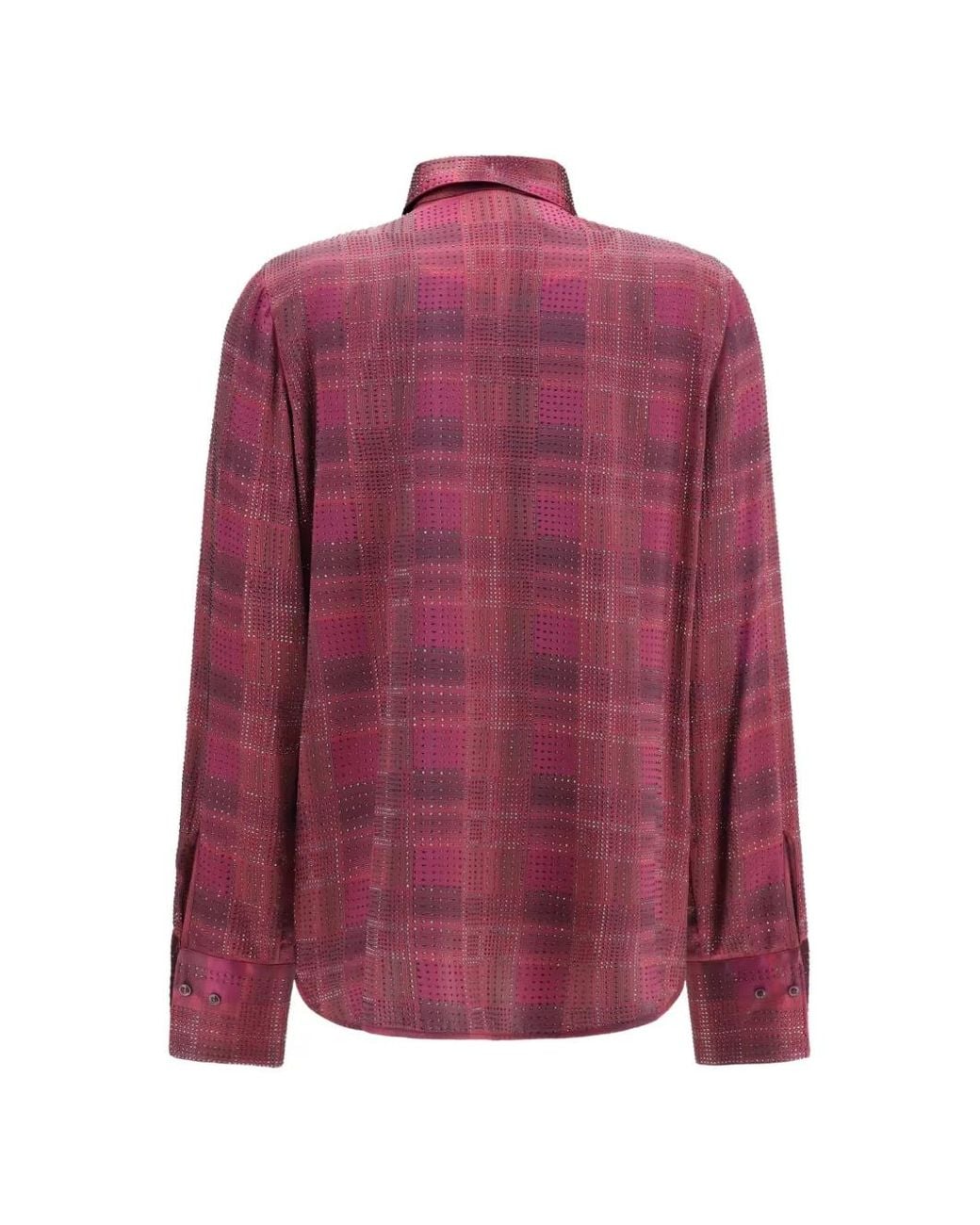 Ermanno Scervino Purple Check-Pattern Strass-Embellished Shirt