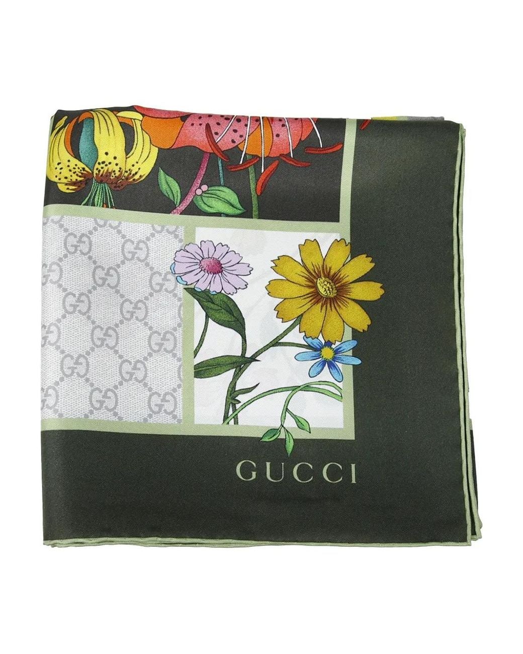 Gucci Green Printed Silk Twill Carré