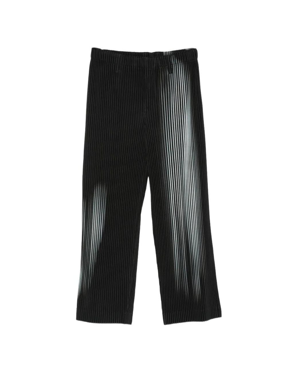 Homme Plissé Issey Miyake Black Gradient-Print Pleated Trousers for men