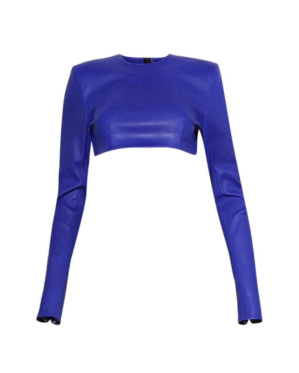 LAQUAN SMITH Blue Long-Sleeve Cropped Shirt