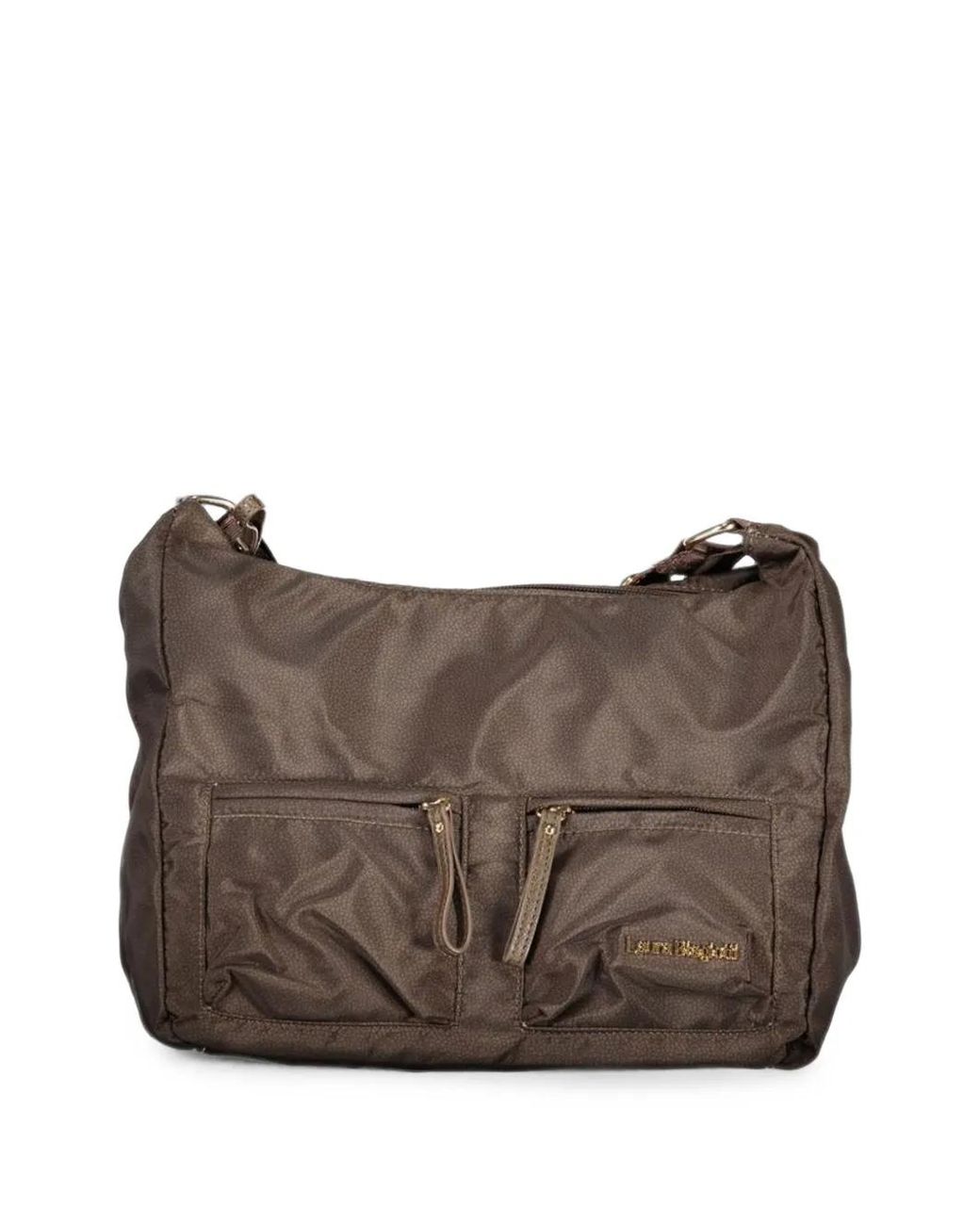 Laura Biagiotti Brown Zip-Pocket Shoulder Bag
