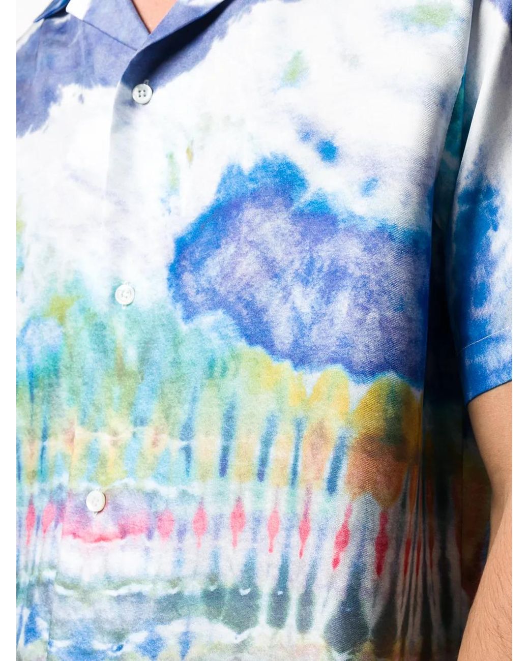 Amiri Blue Tie-Dye Silk Shirt for men