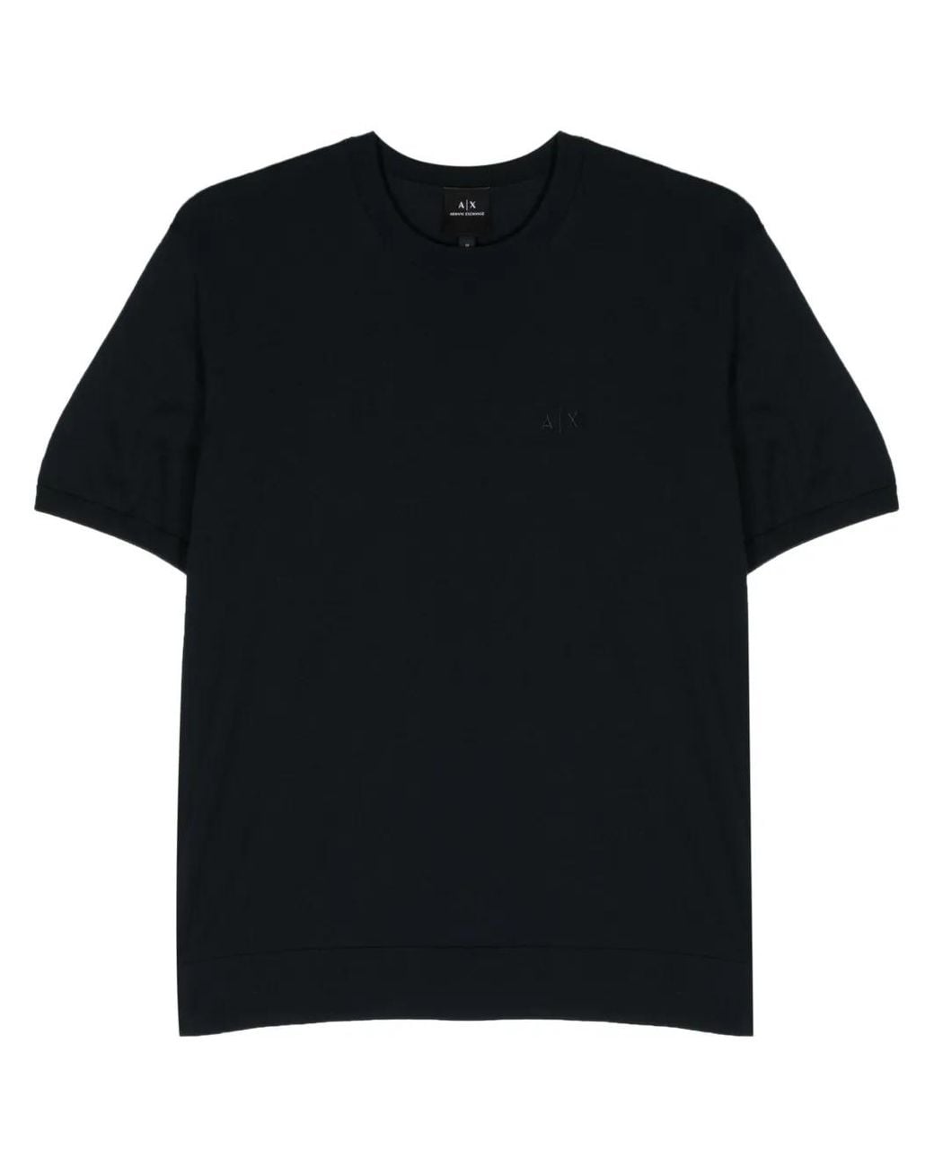 ARMANI EXCHANGE Black Logo-Embroidered Cotton Jumper for men