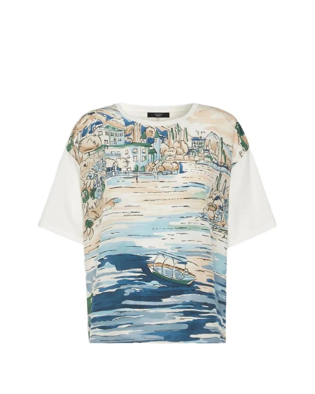 Weekend by Maxmara Blue Landscape-Print T-Shirt