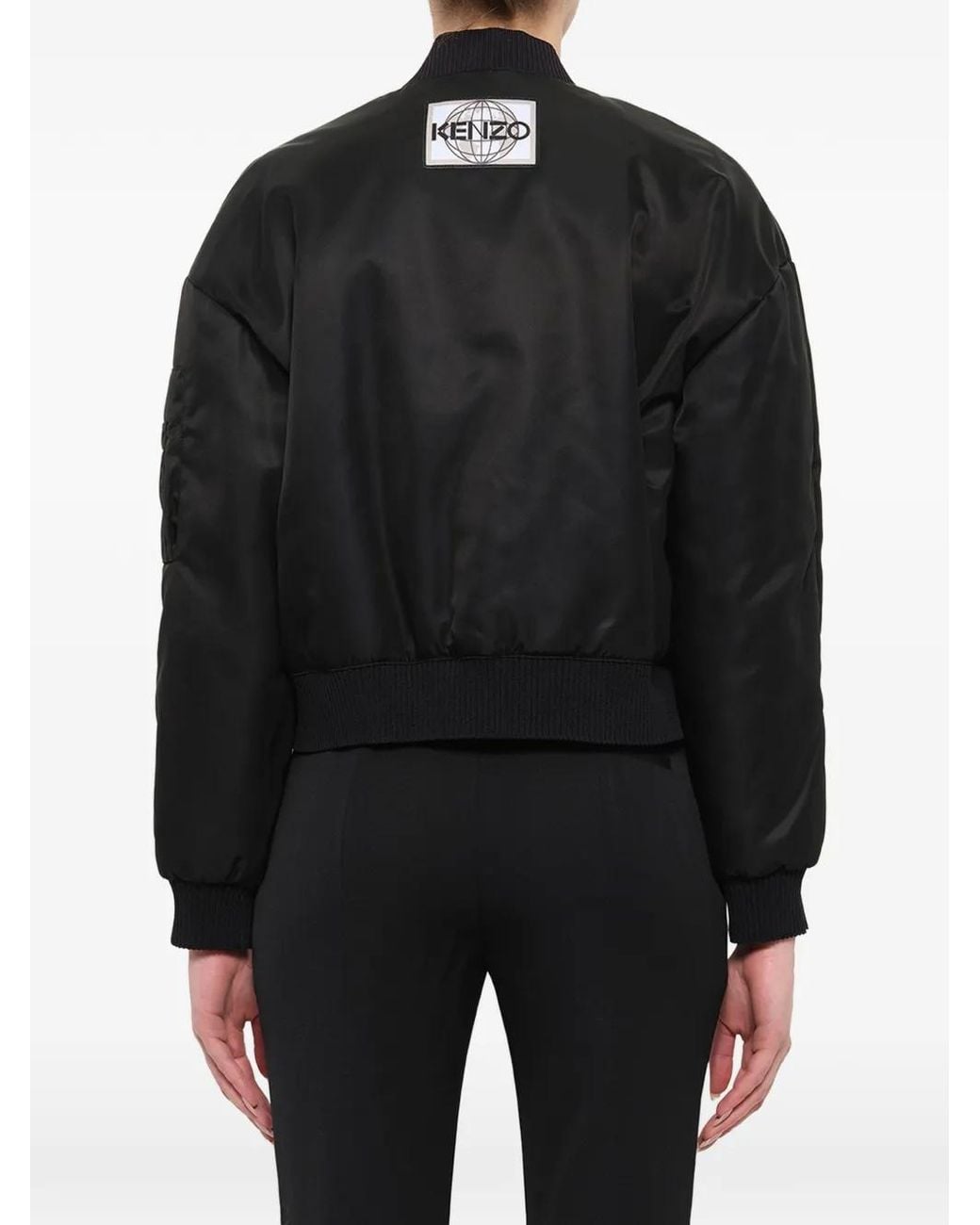 KENZO Black Logo-Patch Zip-Up Jacket