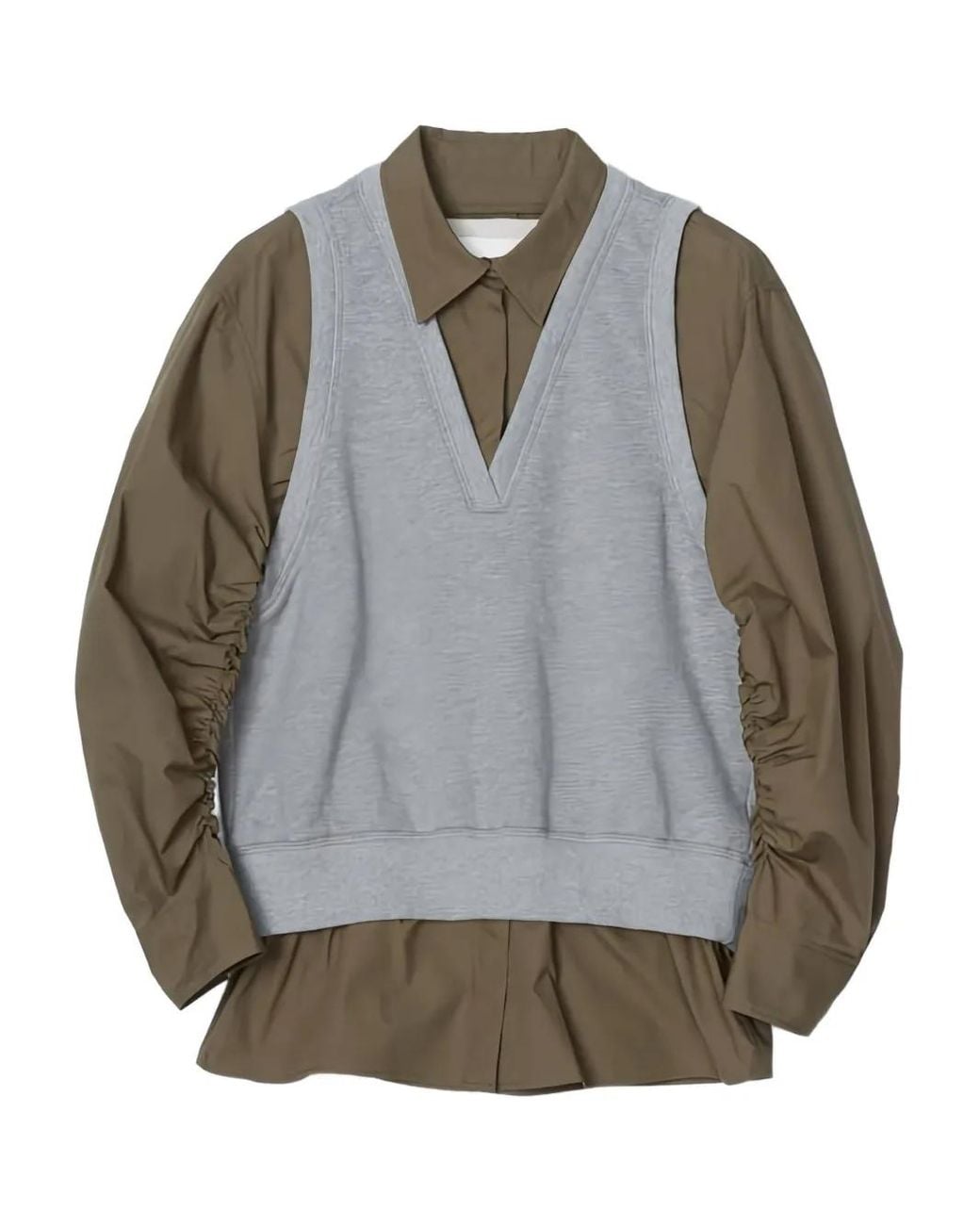 3.1 Phillip Lim Gray V-Neck Sleeveless Layered Vest