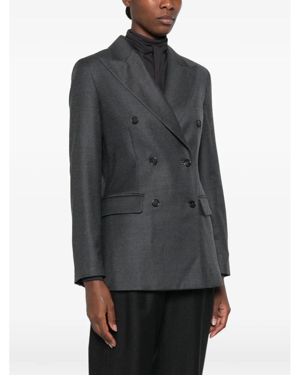 Barena Gray Double-Breasted Peaked-Lapel Jacket