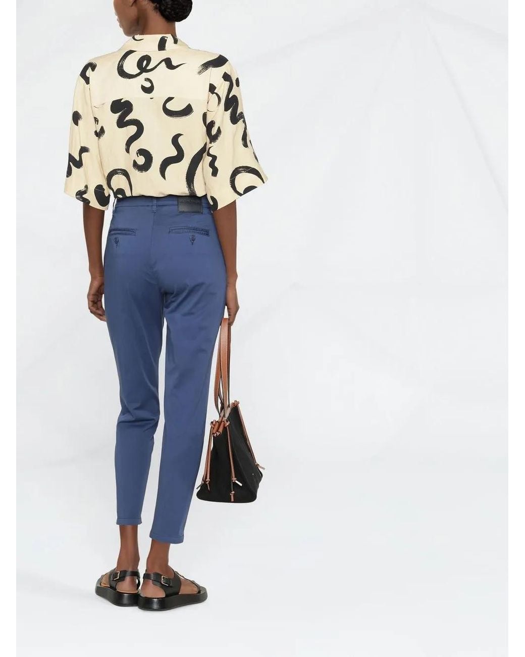 Jacob Cohen Blue Logo-Patch Slim-Fit Cropped Trousers
